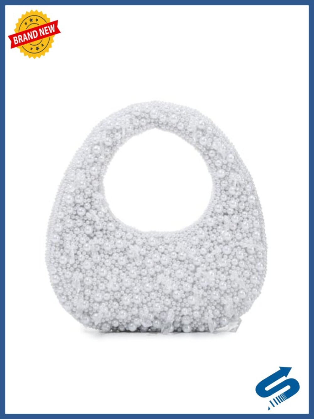White Pearl Clutch Purse Mini Formal Evening Bag Beaded Handbag for Party